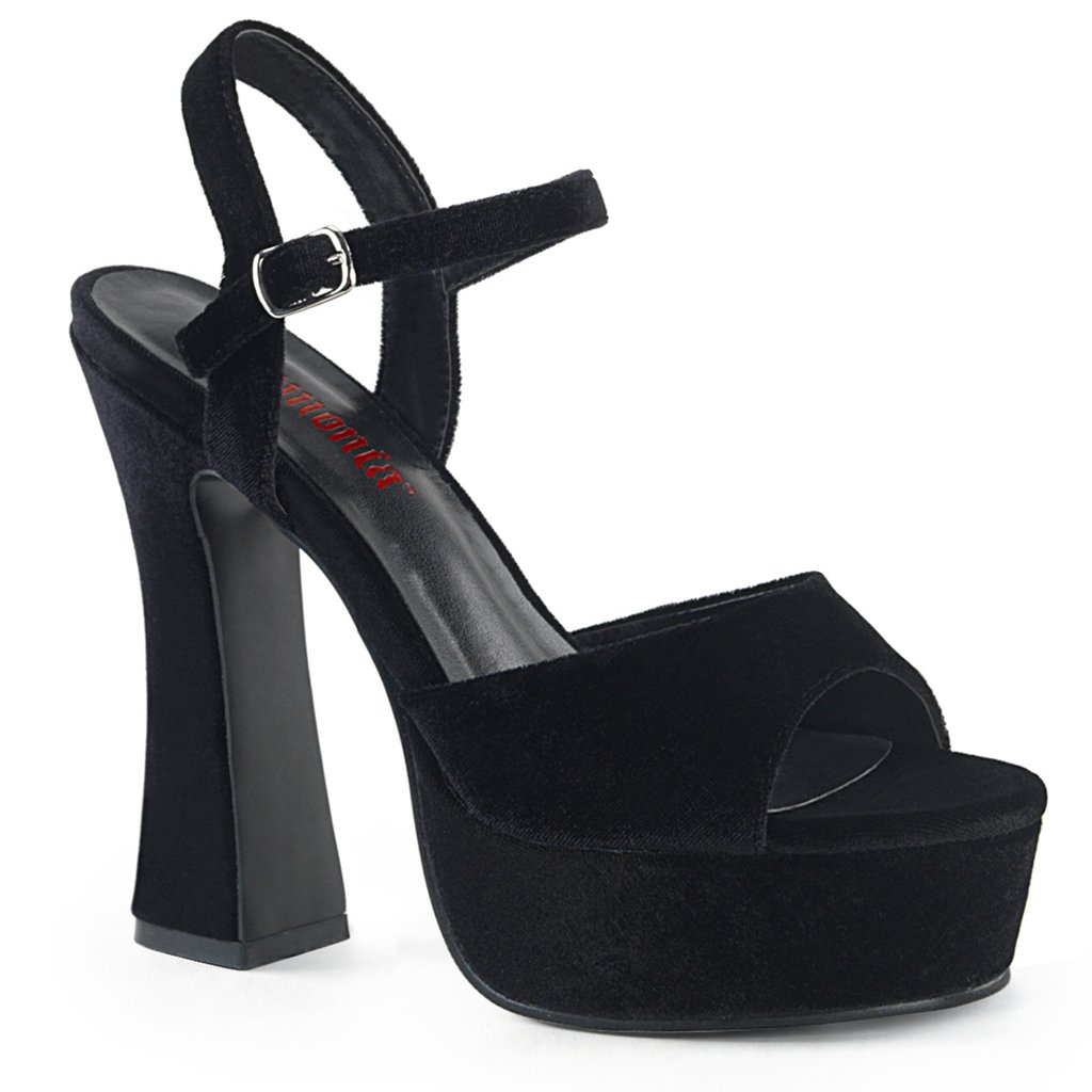 Sandale Plateforme Demonia Dolly 09 Velours Femme - Noir 96248-GLXQ